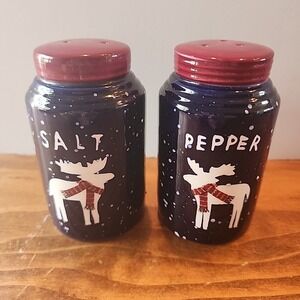 Debbie Mumm Salt and‎ Pepper Shaker Set Zak Designs Reindeers Holiday Decor Xmas